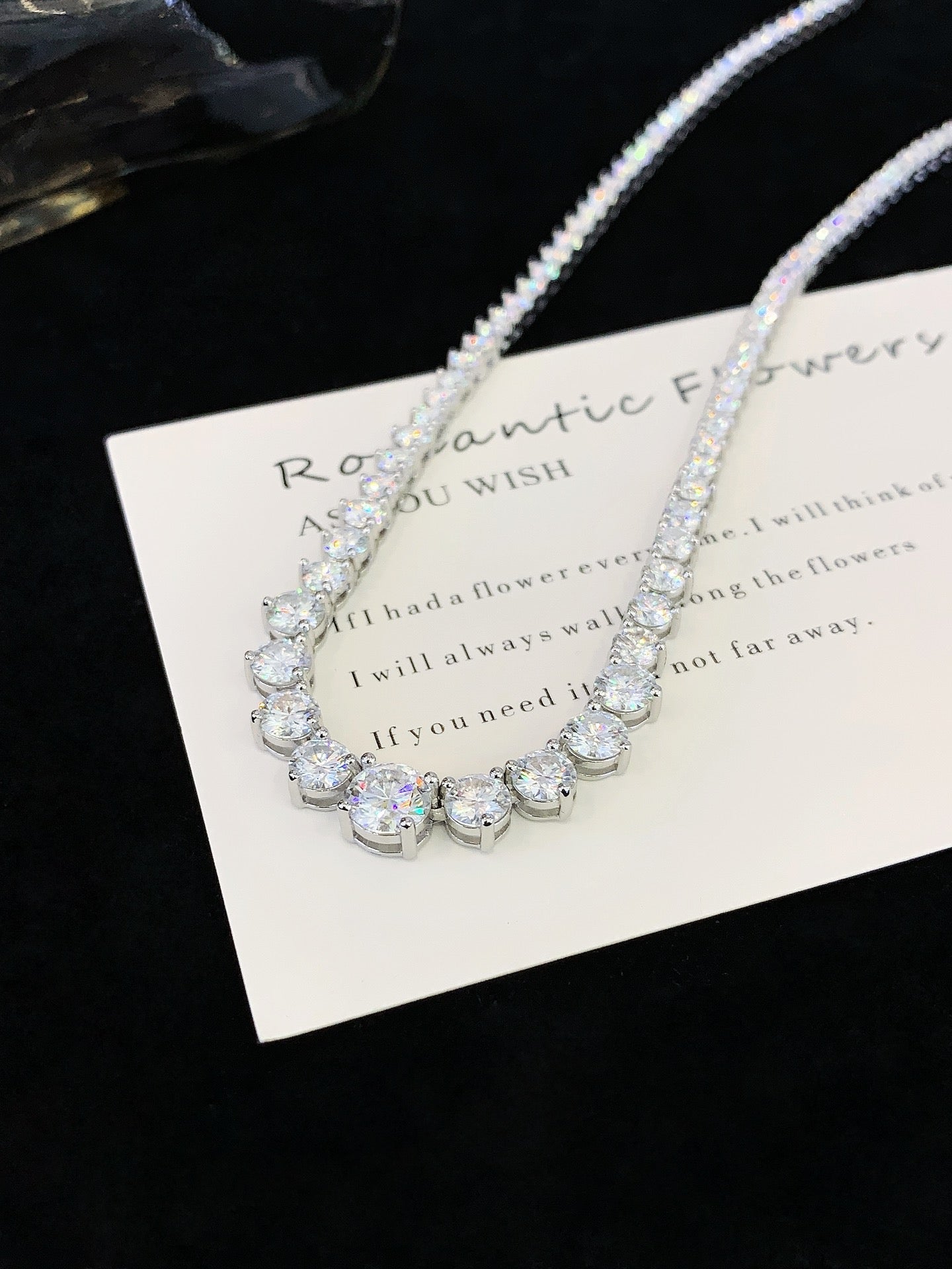 Graduated Diamond Tennis Necklace 14K White Gold