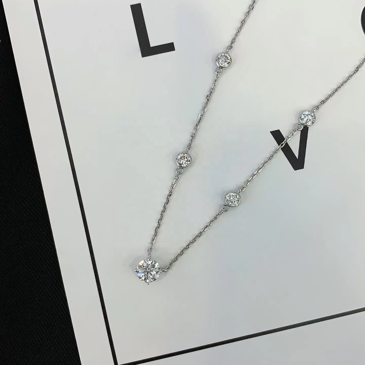 1.00 Carat Lab-Grown Diamond Necklace in 14K White Gold – IGI Certified with Bezel-Set Accents