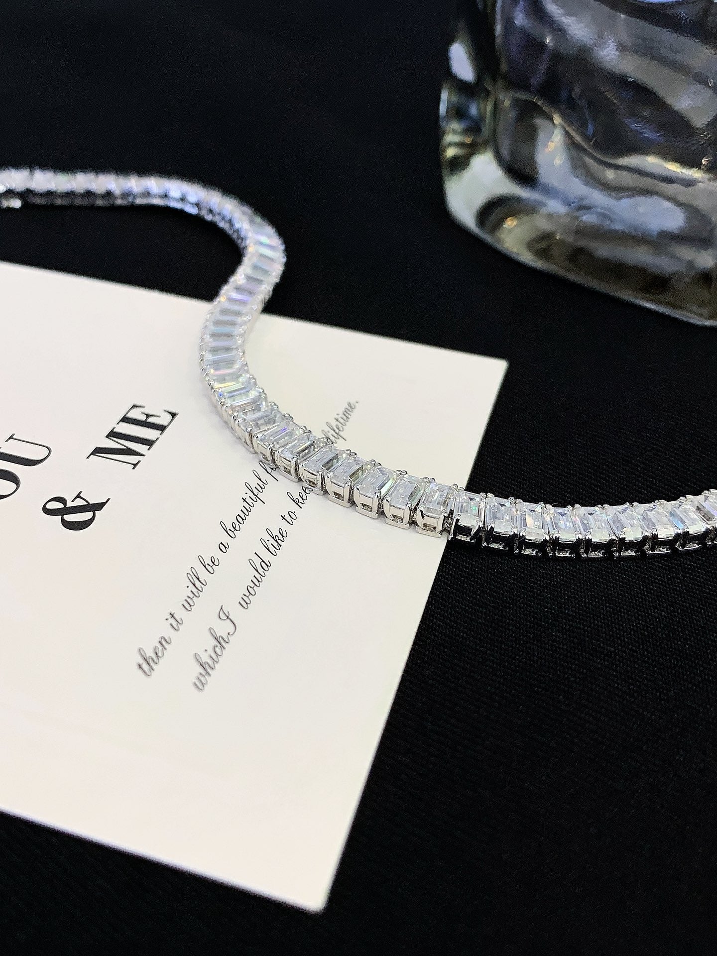 15 Carat Lab-Grown Emerald Cut Diamond Tennis Necklace