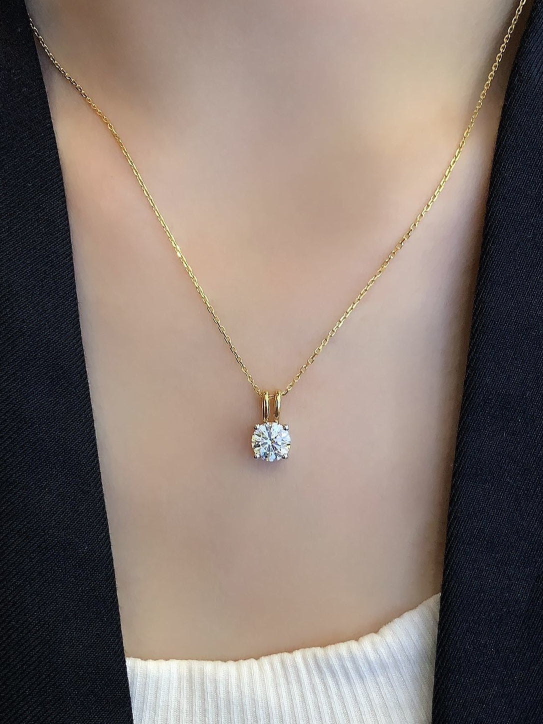 1.00 Carat Round Lab-Grown Diamond Solitaire Pendant in 14K Yellow Gold – IGI Certified