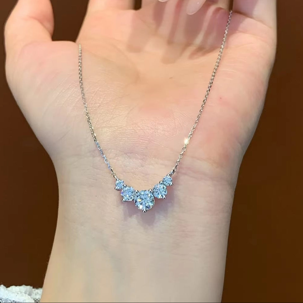 1 Carat Five-Stone Necklace in 14K White Gold