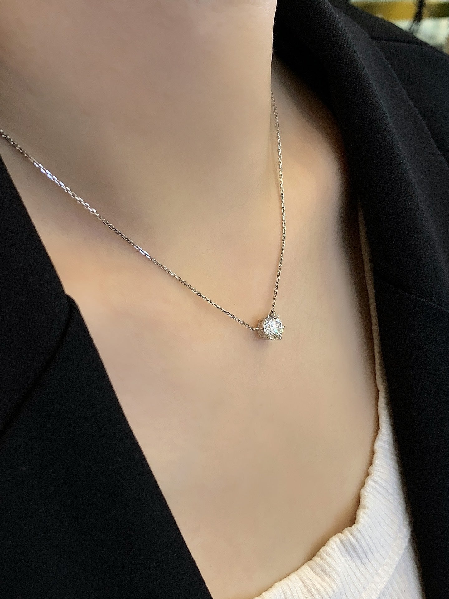 1 Carat White Gold Lab-Grown Diamond Solitaire Pendant Necklace