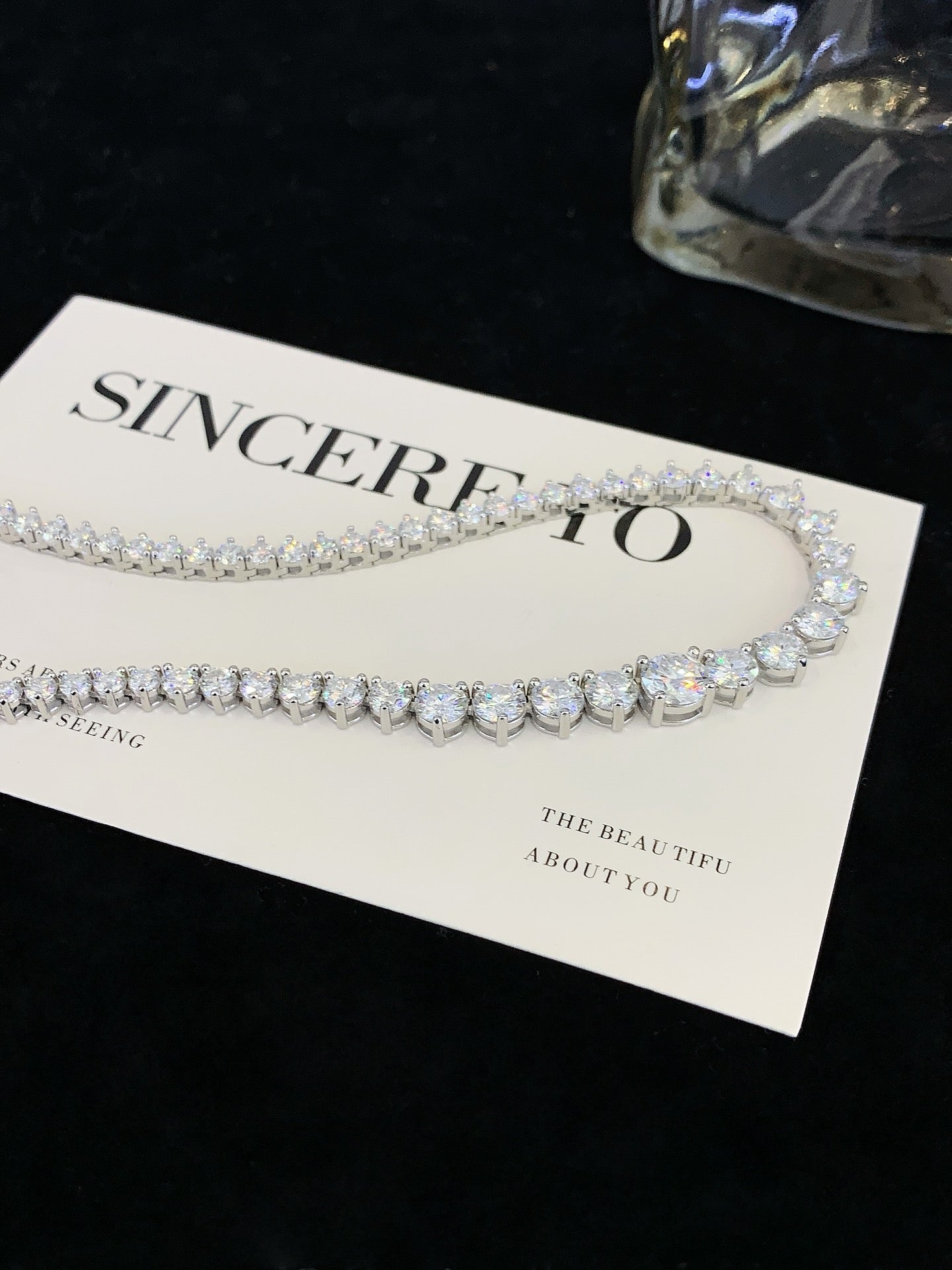 Graduated Diamond Tennis Necklace 14K White Gold