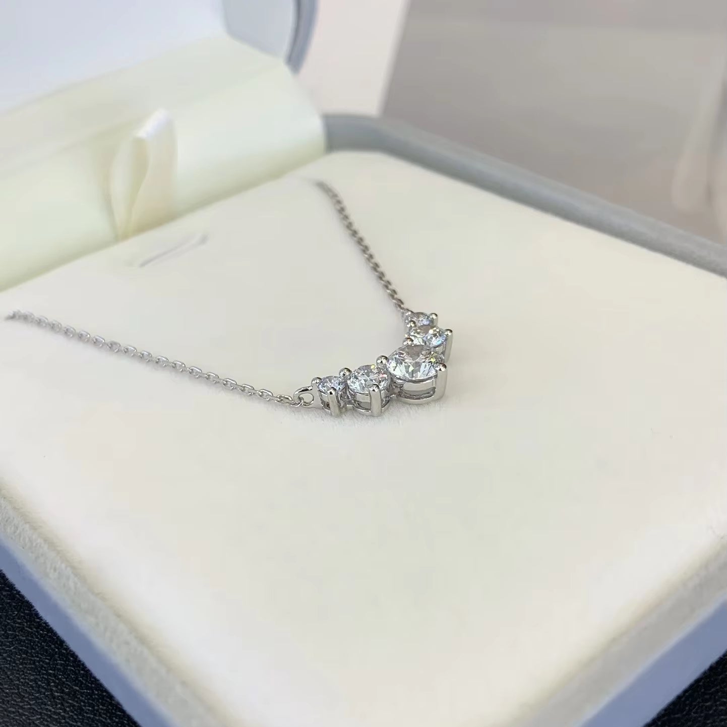 1 Carat Five-Stone Necklace in 14K White Gold