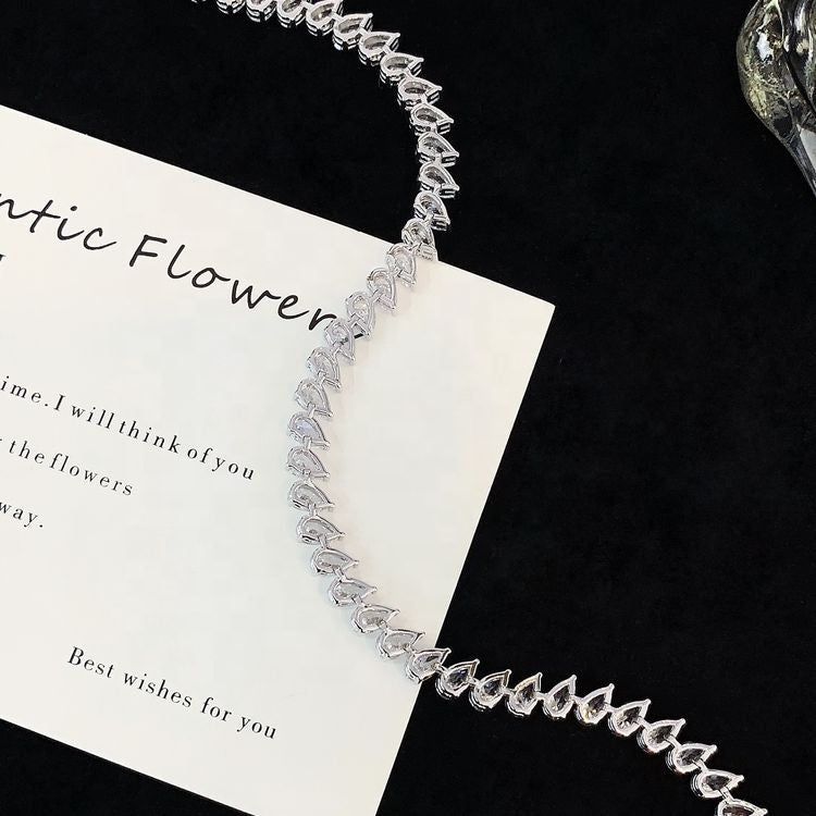8.0 Carat Lab-Grown Pear Cut Diamond Tennis Bracelet in 14K Gold – 0.3ct Each