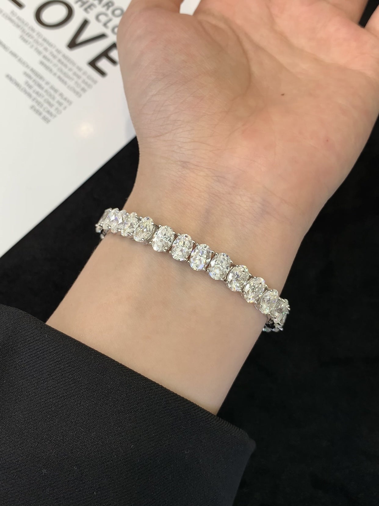 22 Carat Oval-Cut Diamond Tennis Bracelet in 14K White Gold