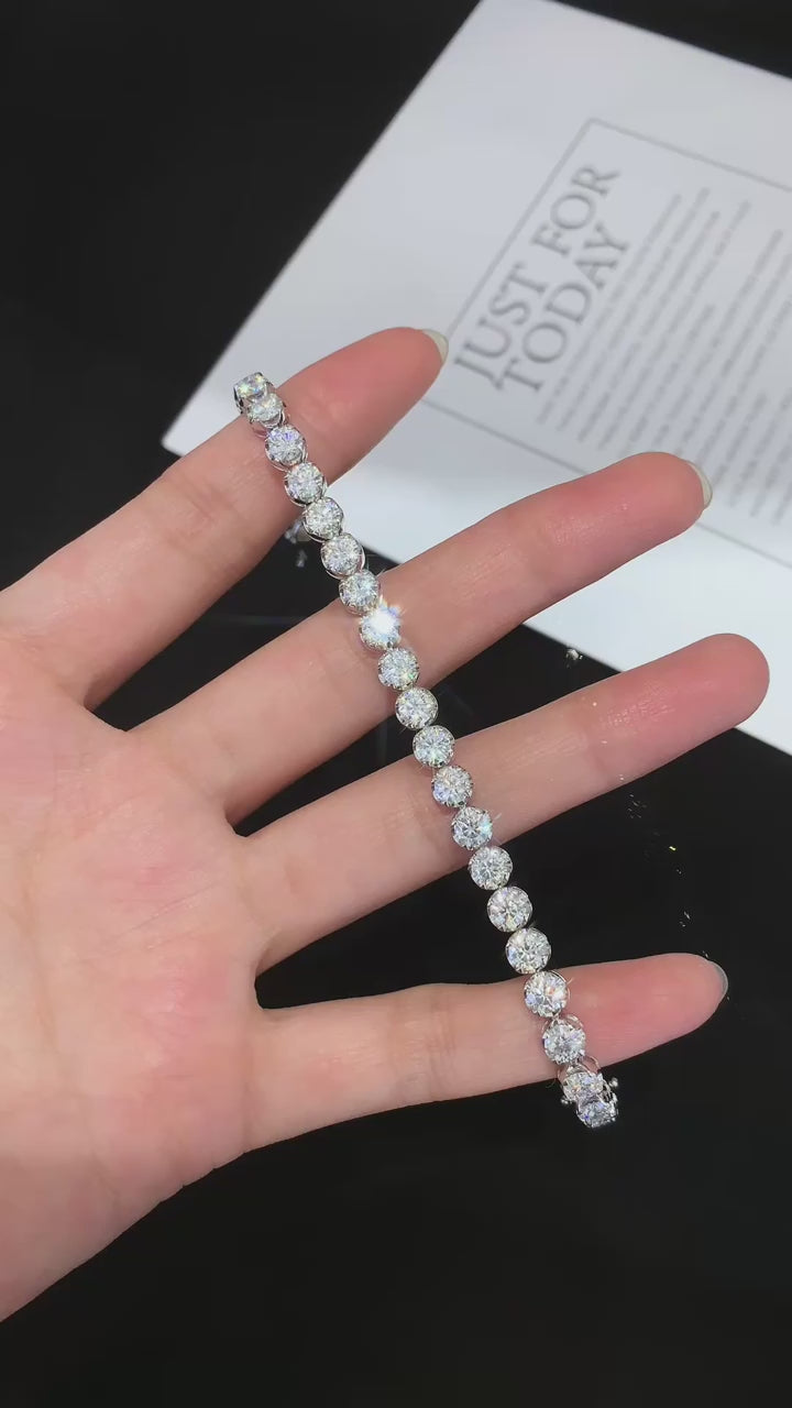 8 Carat Bezel Set Round Cut Lab-Grown Diamond Bracelet
