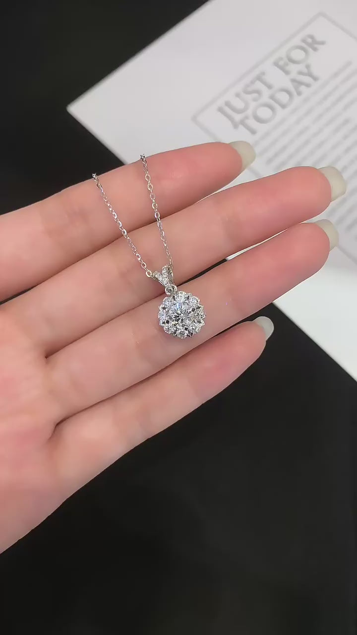 Snowflake Lab-Grown Diamond Pendant Necklace in 14K White Gold