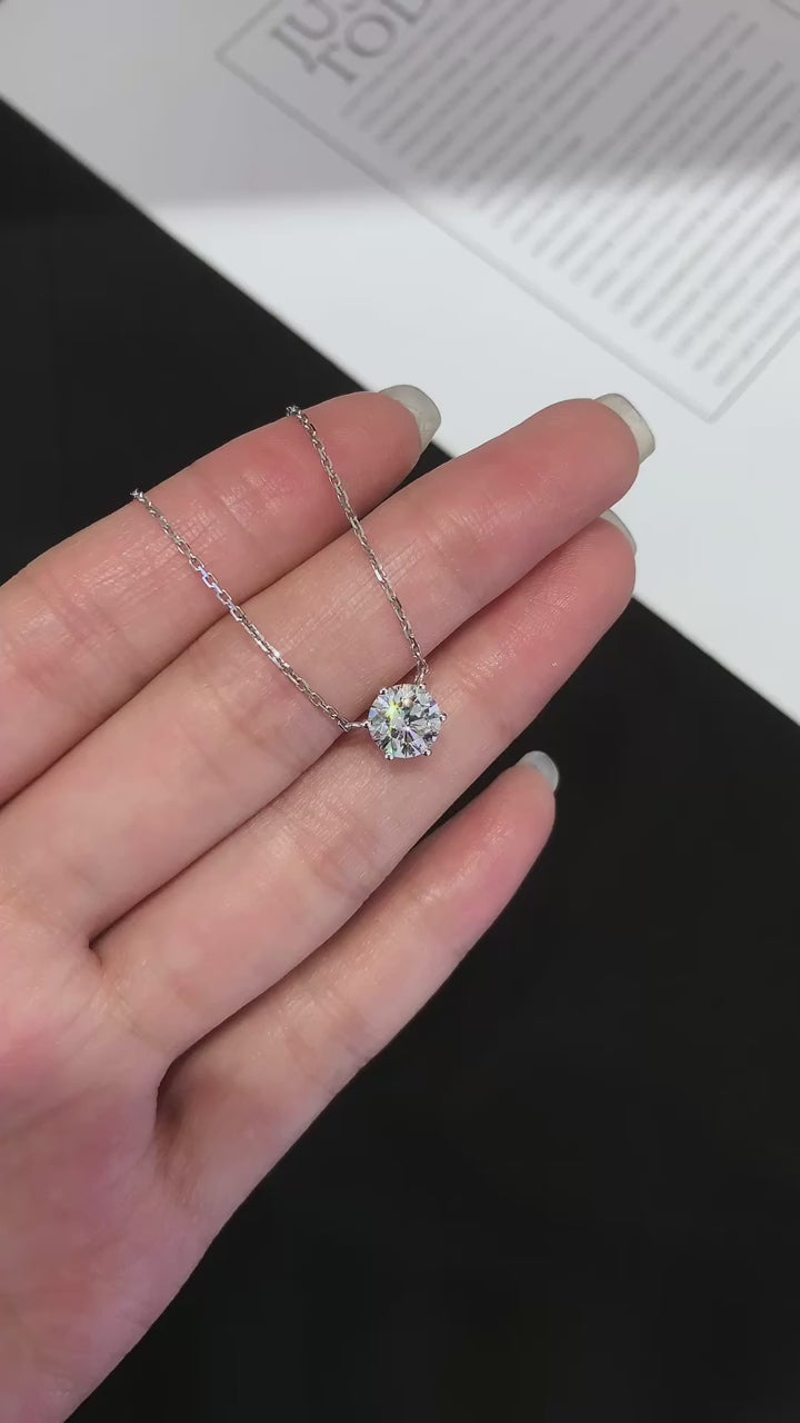1 Carat White Gold Lab-Grown Diamond Solitaire Pendant Necklace
