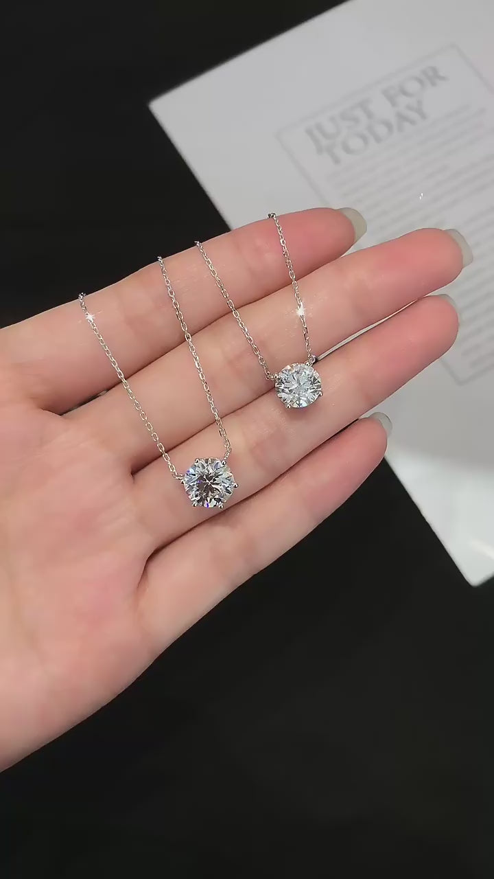 2.5 Carat Lab-Grown Diamond Solitaire Pendant Necklaces in 14K White Gold