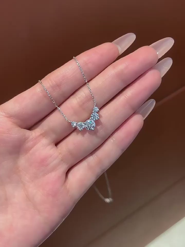 1 Carat Five-Stone Necklace in 14K White Gold