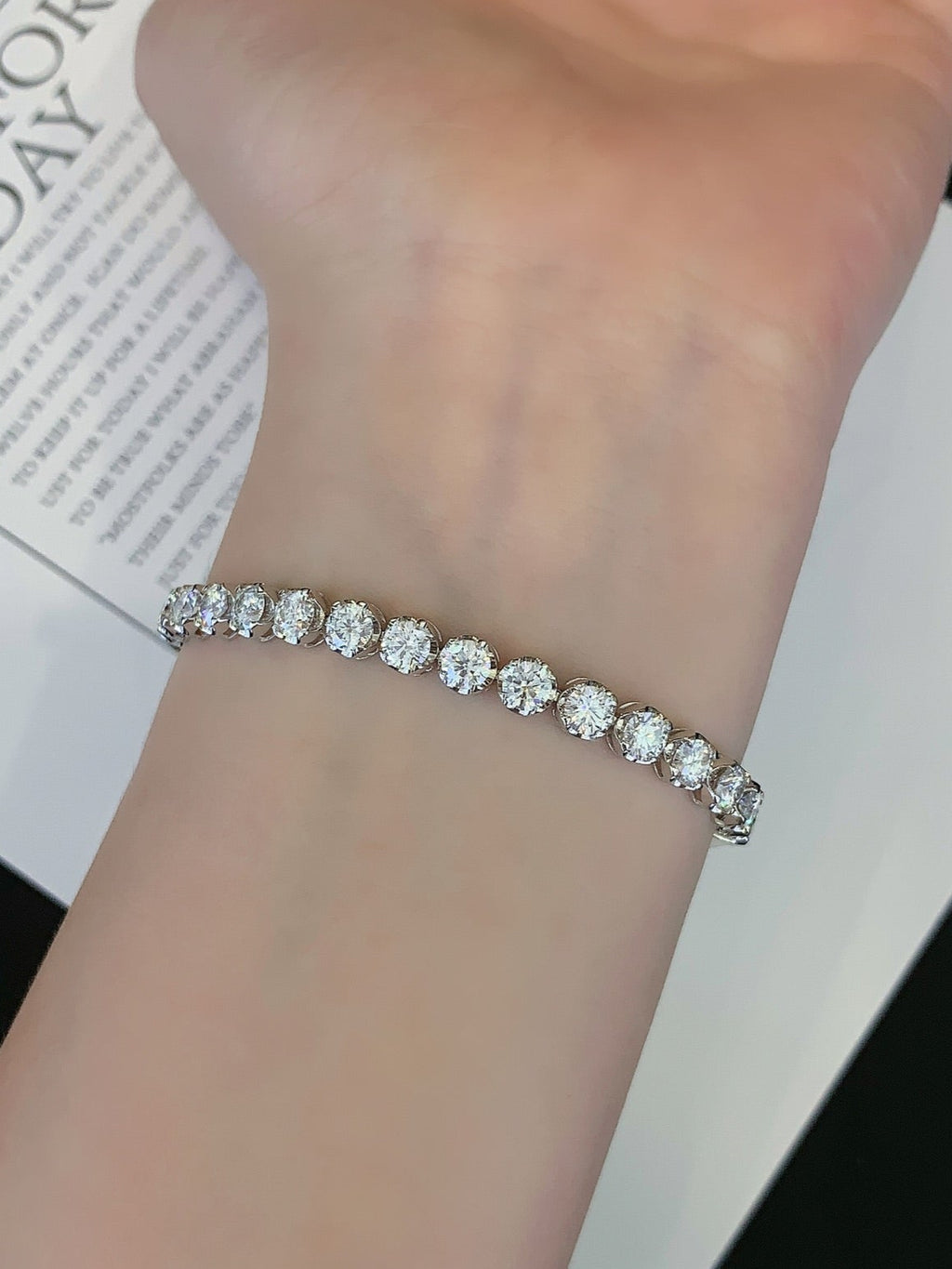 8 Carat Bezel Set Round Cut Lab-Grown Diamond Bracelet