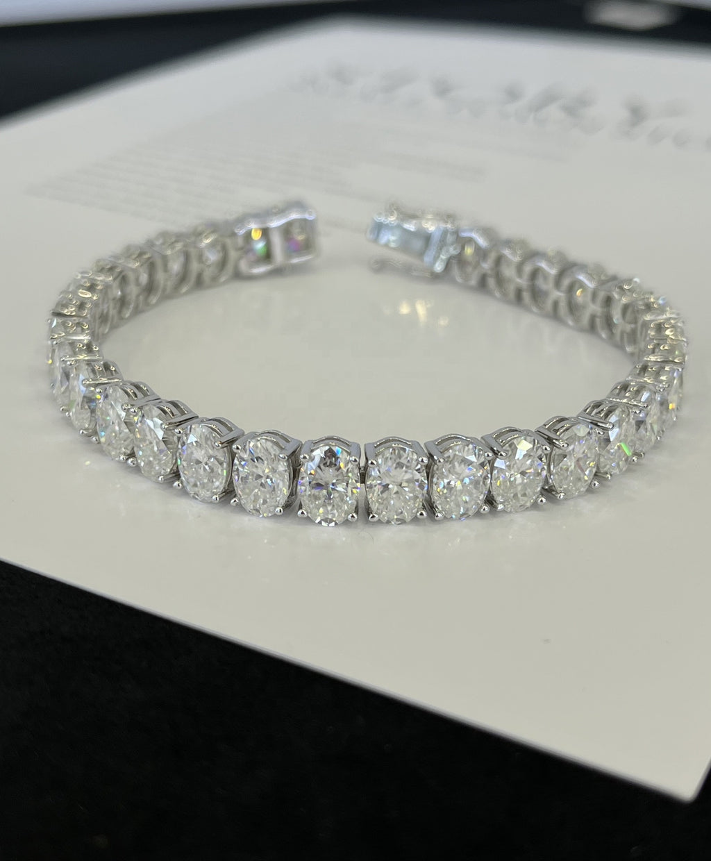 22 Carat Oval-Cut Diamond Tennis Bracelet in 14K White Gold