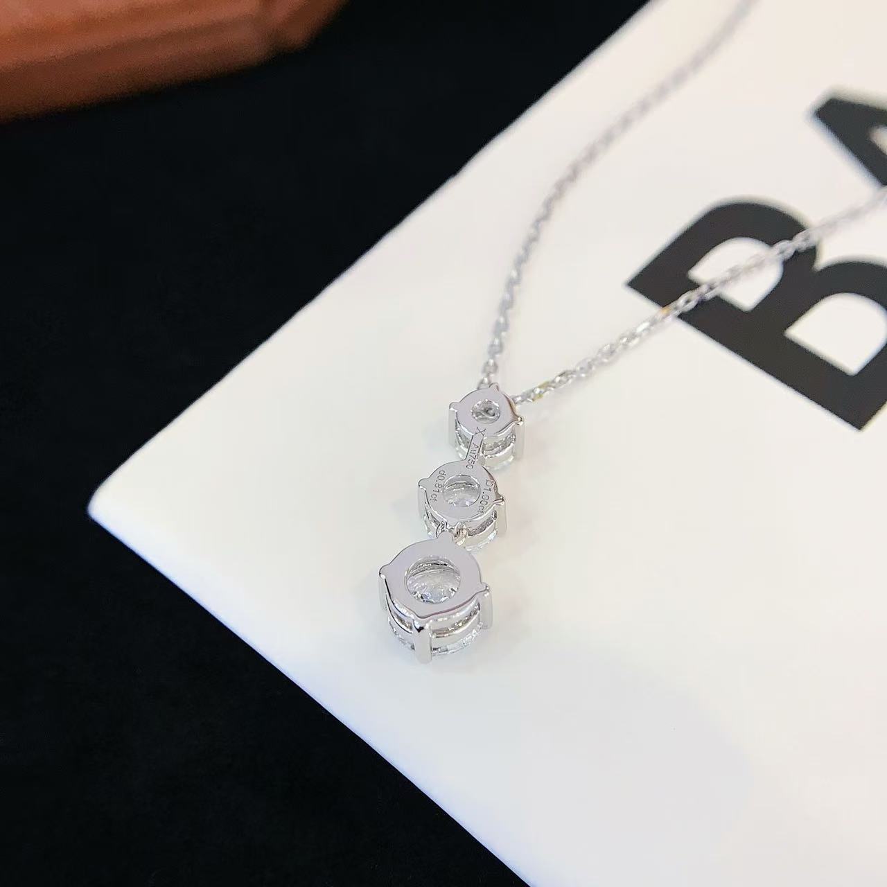 Three-Stone 1.8 Carat Lab-Grown Diamond Drop Necklace in 14K White Gold