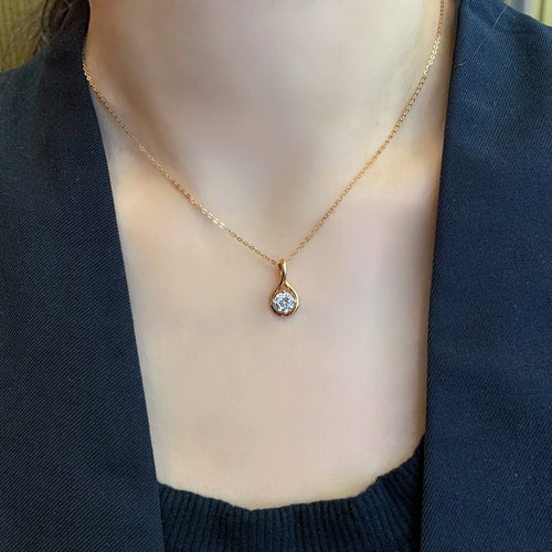 0.60 Carat Round Lab-Grown Diamond Pendant in 14K Gold – IGI Certified