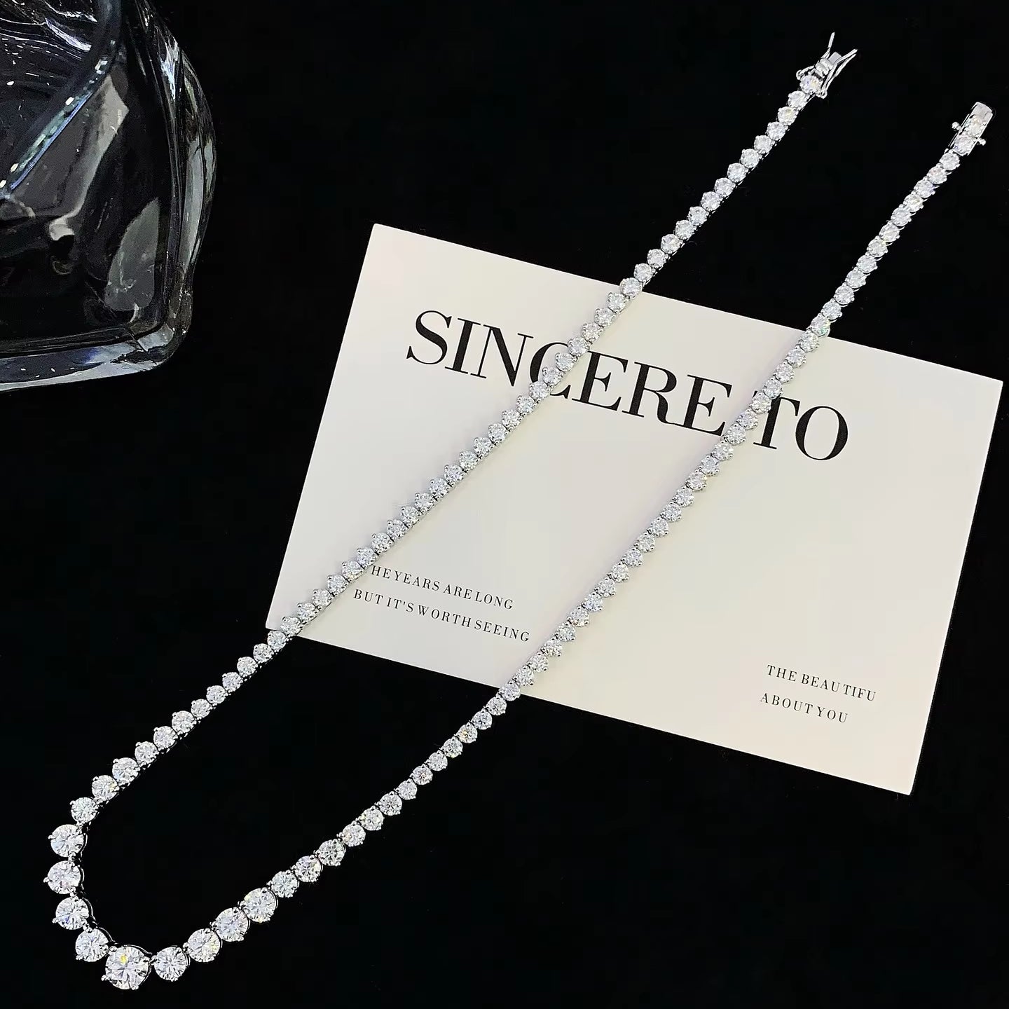 Graduated Diamond Tennis Necklace 14K White Gold