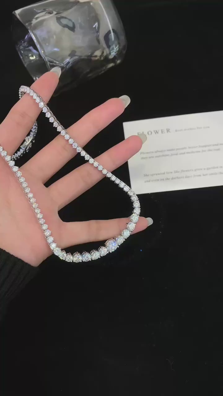 Graduated Diamond Tennis Necklace 14K White Gold