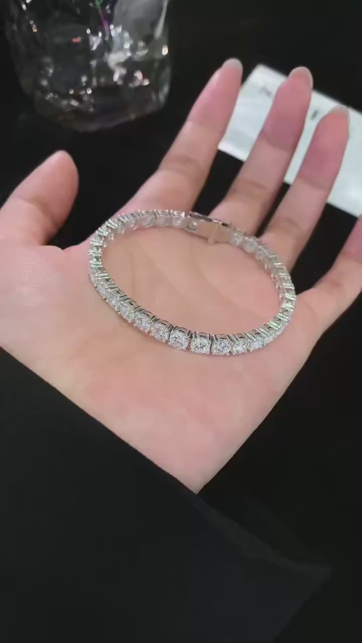 10 Carat Round Cut Lab-Grown Diamond Bracelet